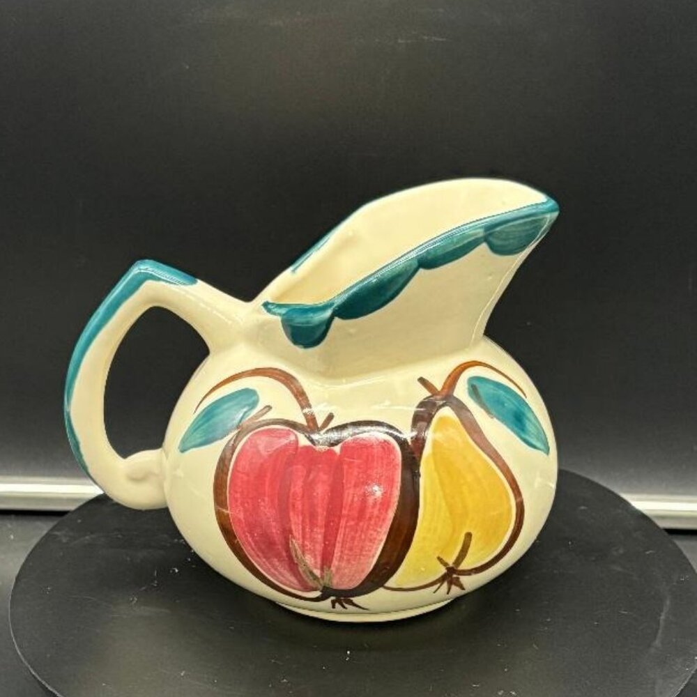 Vintage 1950's Purinton Pottery Jug Creamer Hand Painted Ceramic Fruit Pattern